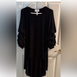 Joseph Ribkoff Black High Low Dress / Top with Ruffled Sleeves worn 1 time new